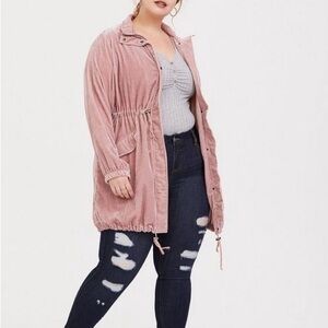 Women’s torrid 1 Blush Pink Velvet Anorak Utility Jacket